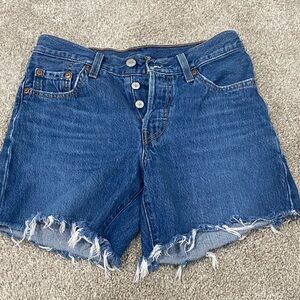 Levi's Dark Blue Distressed Jean Shorts